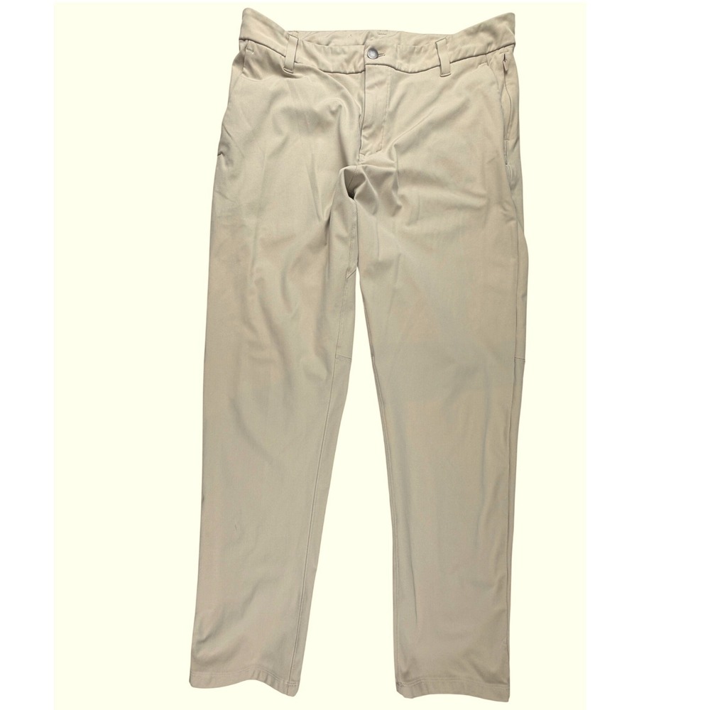 Lululemon Commission Pant Mens 33 Tan Khaki‎ Warpstreme Chino Trousers Slim Fit